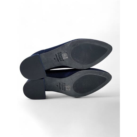 EILEEN FISHER Navy Gabby Recycled‎ Stretch Knit Pump Chunky Heel Size 6 Comfort - Picture 5 of 6